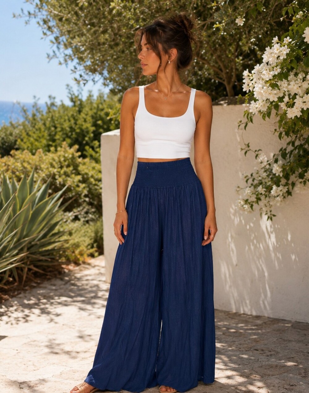 T Party Navy Wide Leg Palazzo Pants NWT Size S Made in USA